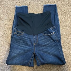 Indigo Blue Medium Dark Wash Maternity Skinny Jeans